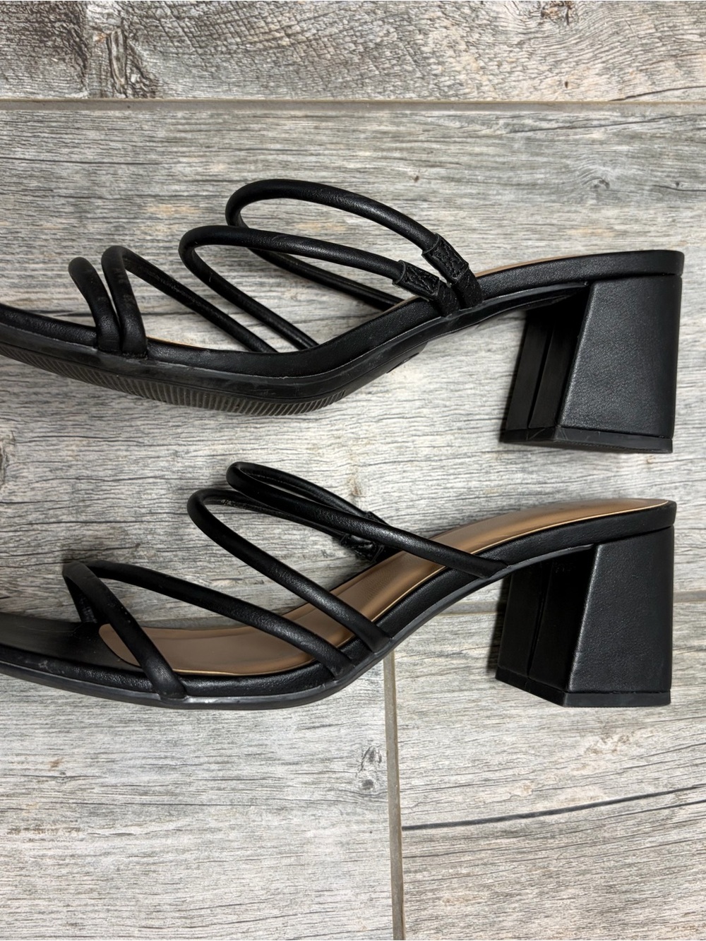 a new day Black Multi-Strap Square Toe Block Heel Sandals - Picture 3 of 5